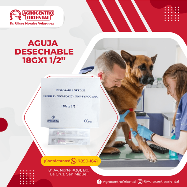 Aguja desechable 18GX1 1/2"